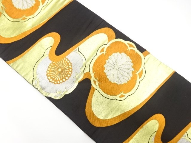 JAPANESEKIMONO / ANTIQUE KASUMI NI CHRYSANTHEMUM PATTERN WOVEN NAGOYA